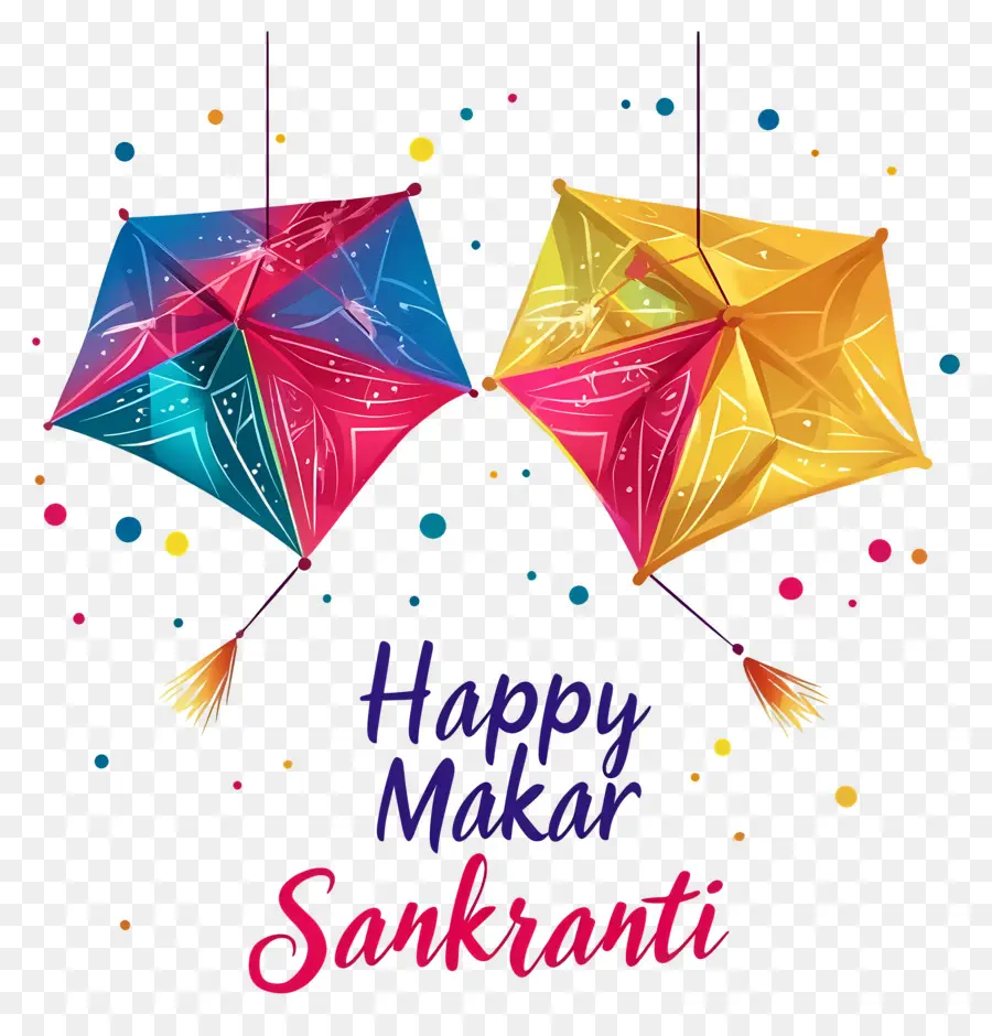 Makar Sankranti，Layang Layang Berwarna Warni PNG