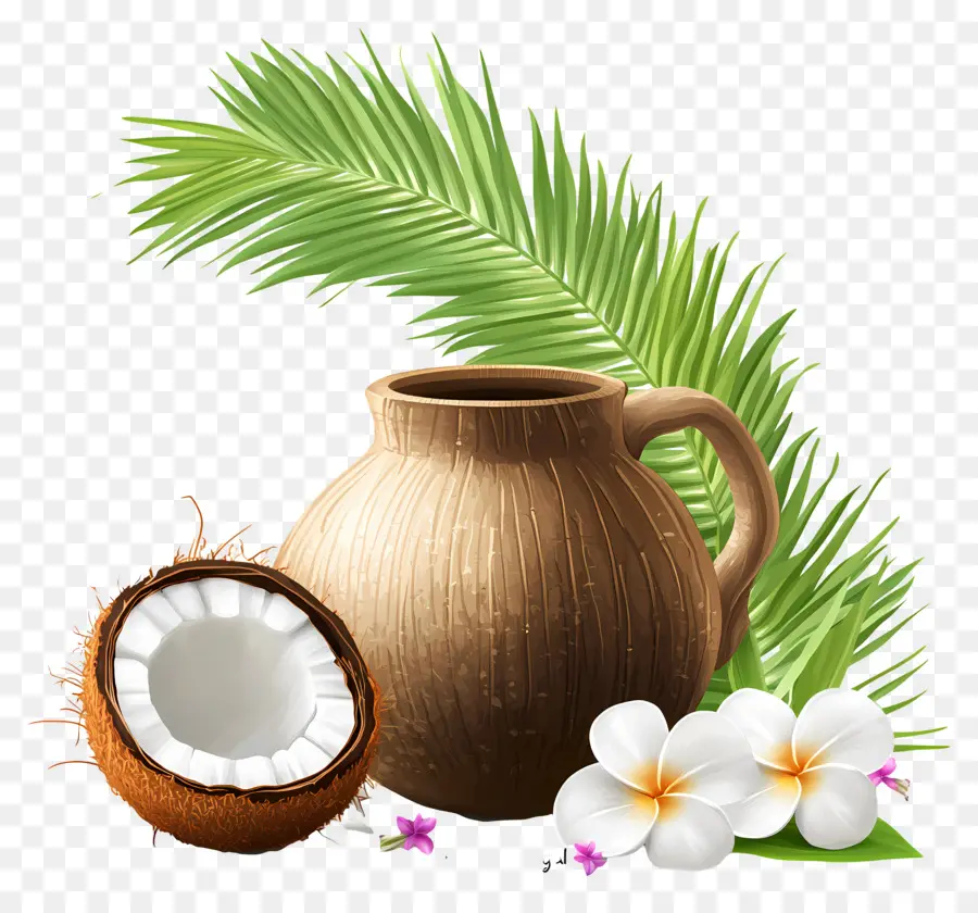 Selamat Pongal，Kelapa Dan Pot PNG