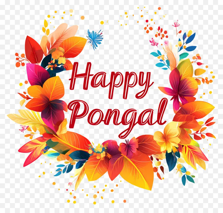 Selamat Pongal，Karangan Bunga Berwarna Warni PNG