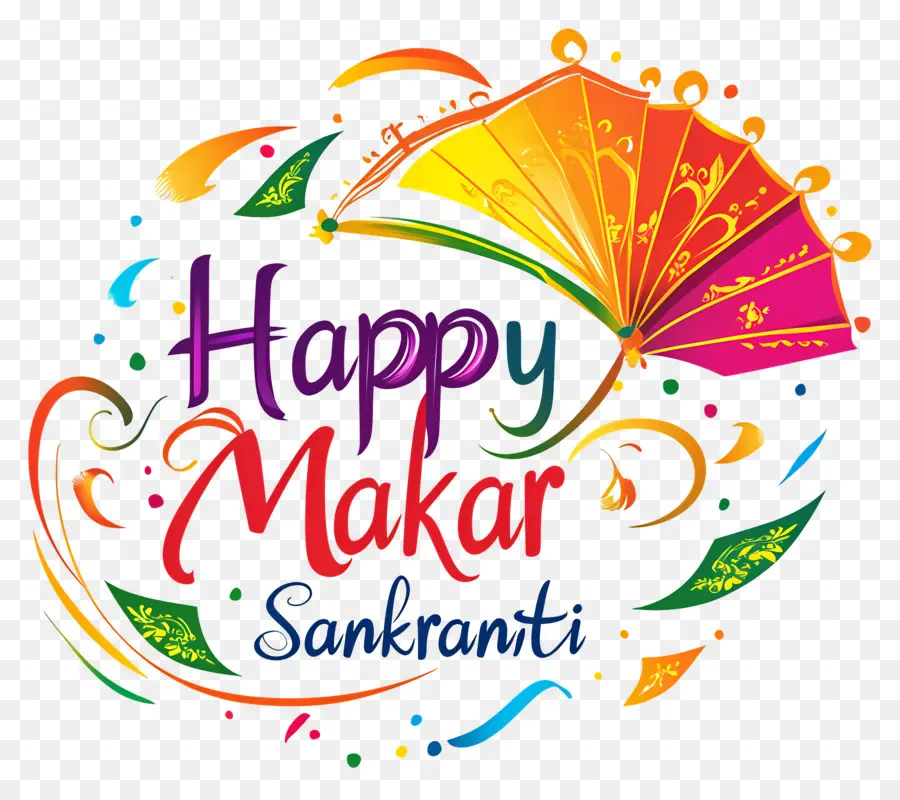 Selamat Makara Sankranti，Payung Berwarna Warni PNG