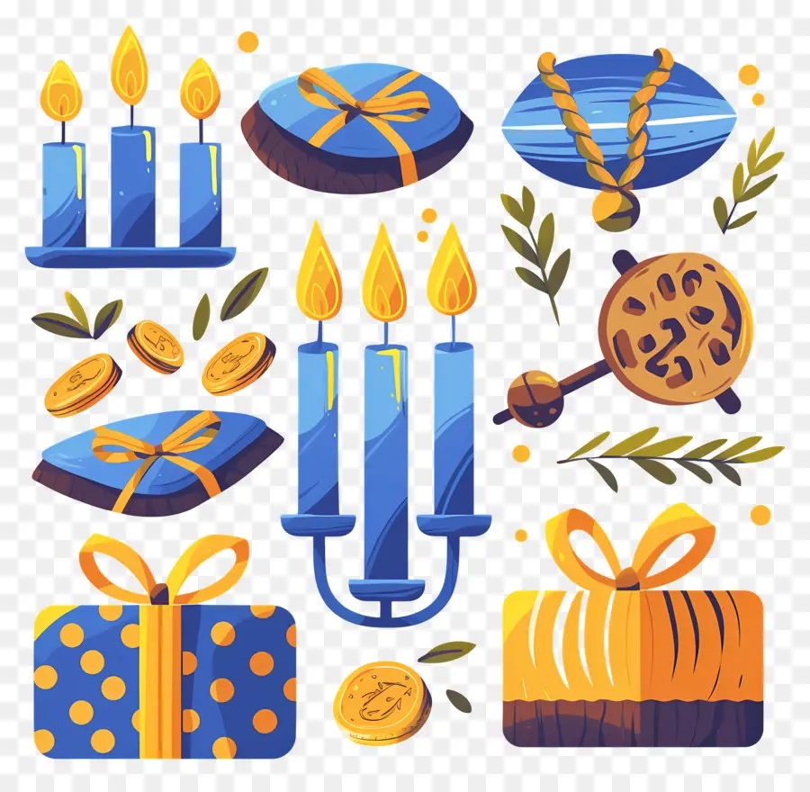 Selamat Hanukkah，Menorah Dengan Lilin PNG