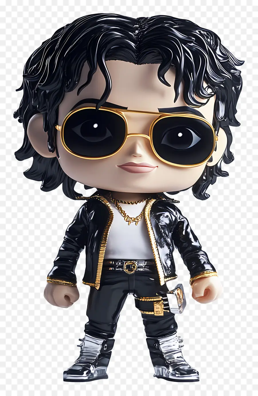 Michael Jackson，Karakter Chibi Dengan Aksen Emas PNG