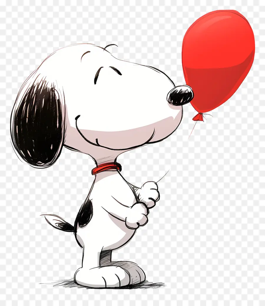 Snoopy Memegang Balon，Anjing Kartun Dengan Balon PNG