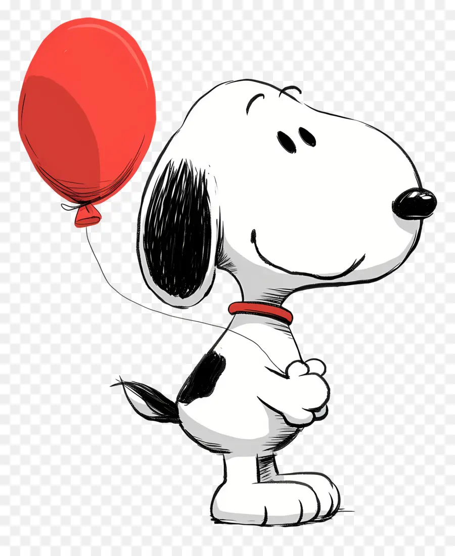 Snoopy Memegang Balon，Anjing Kartun Dengan Balon PNG