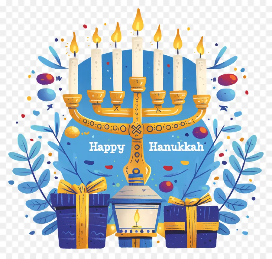 Selamat Hanukkah，Menorah Dengan Lilin PNG