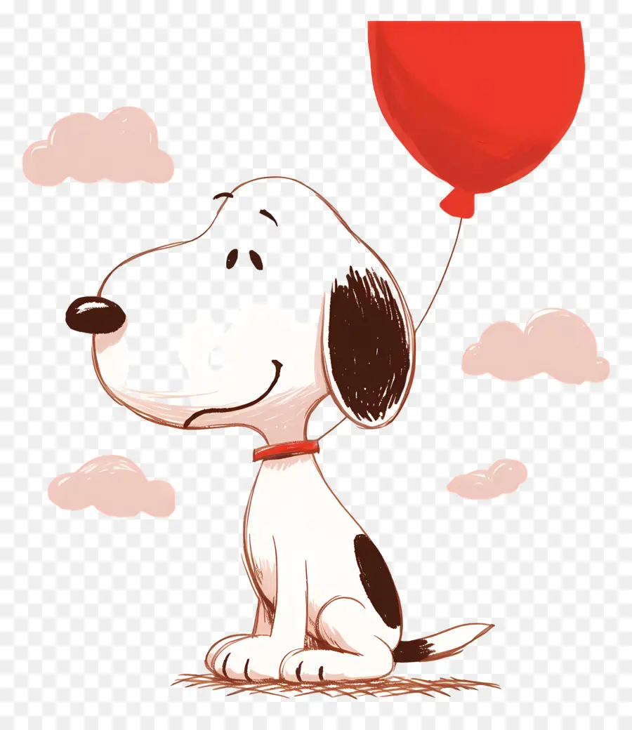 Snoopy Memegang Balon，Anjing Kartun Dengan Balon PNG