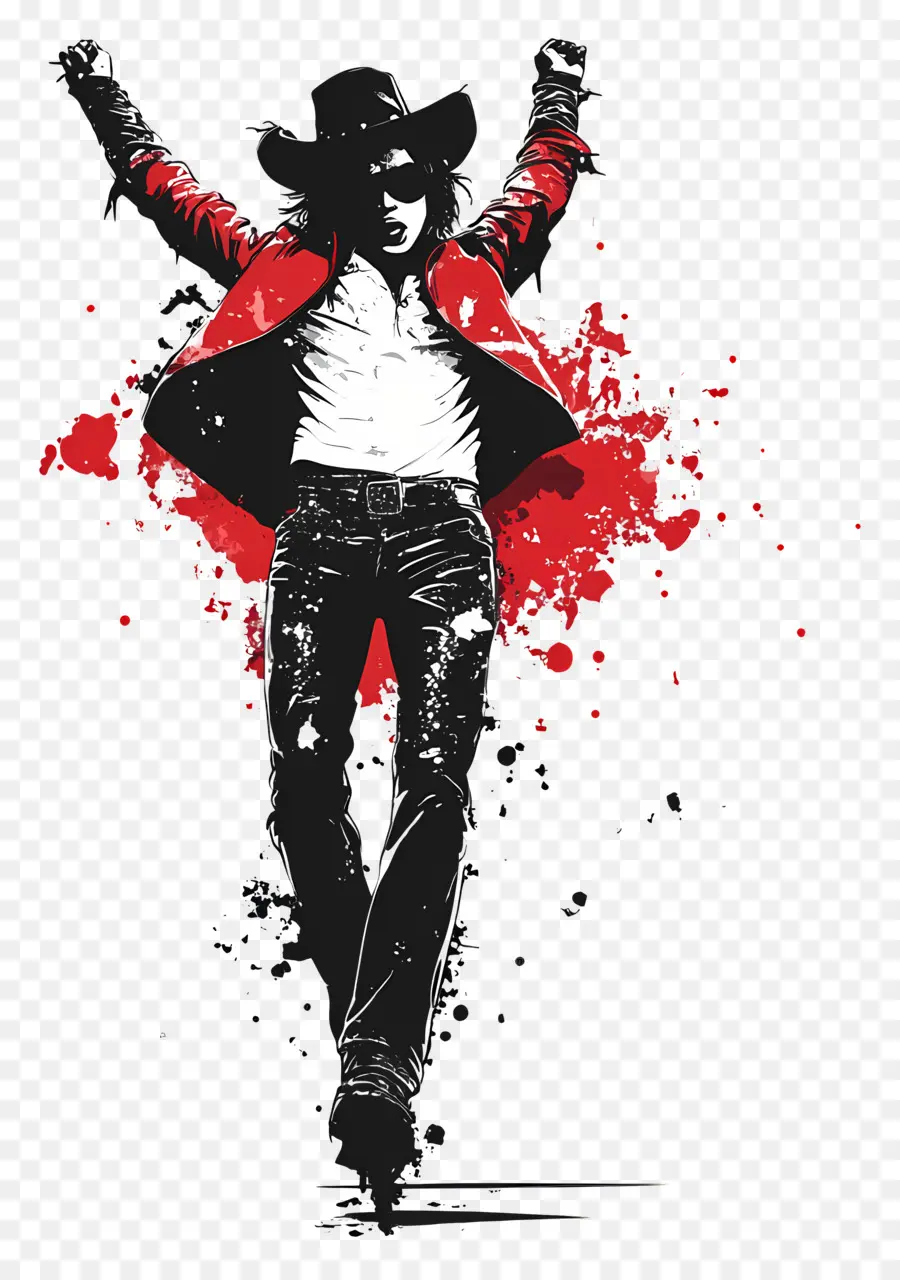 Michael Jackson，Siluet Merah Dan Hitam PNG