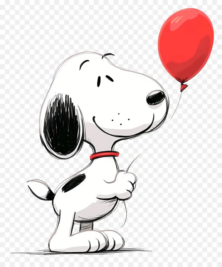 Snoopy Memegang Balon，Anjing Kartun Dengan Balon PNG