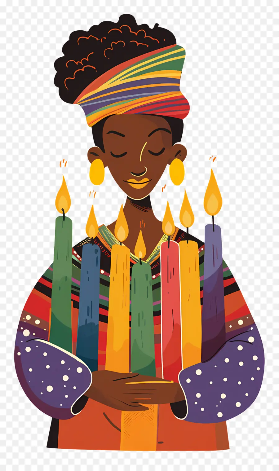 Selamat Kwanzaa，Wanita Dengan Lilin PNG