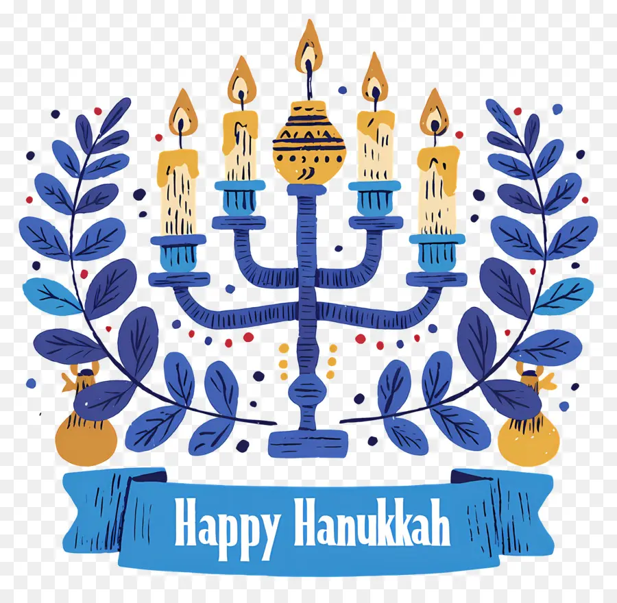 Selamat Hanukkah，Menorah Dengan Lilin PNG