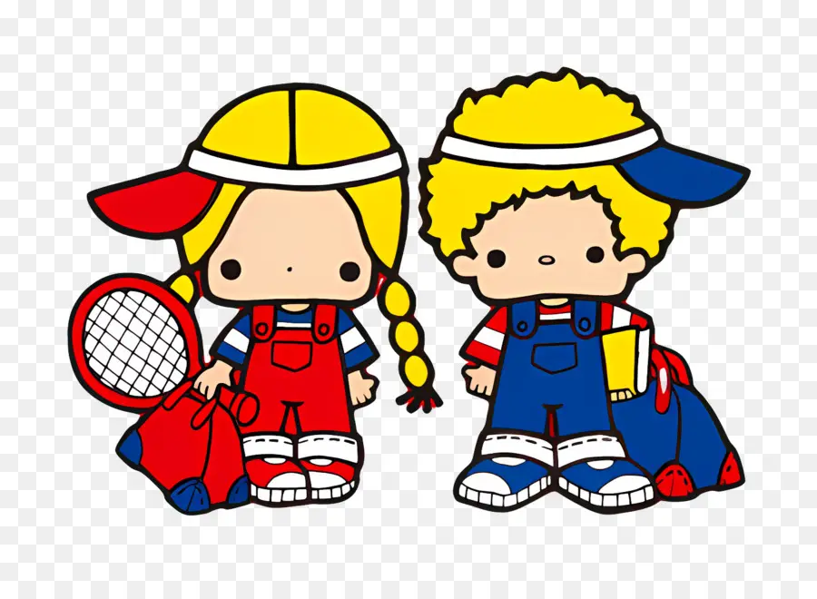 Patty Jimmy，Kartun Anak Anak Dengan Peralatan Tenis PNG