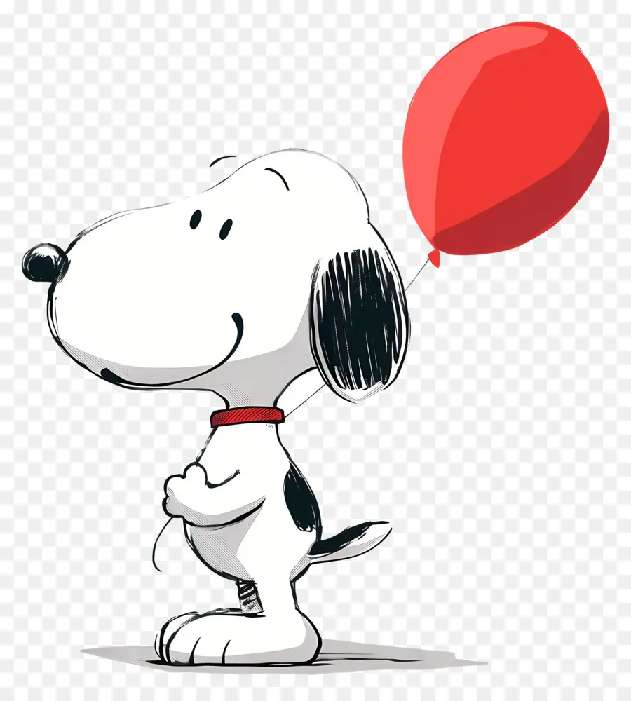 Snoopy Memegang Balon，Anjing Kartun Dengan Balon PNG