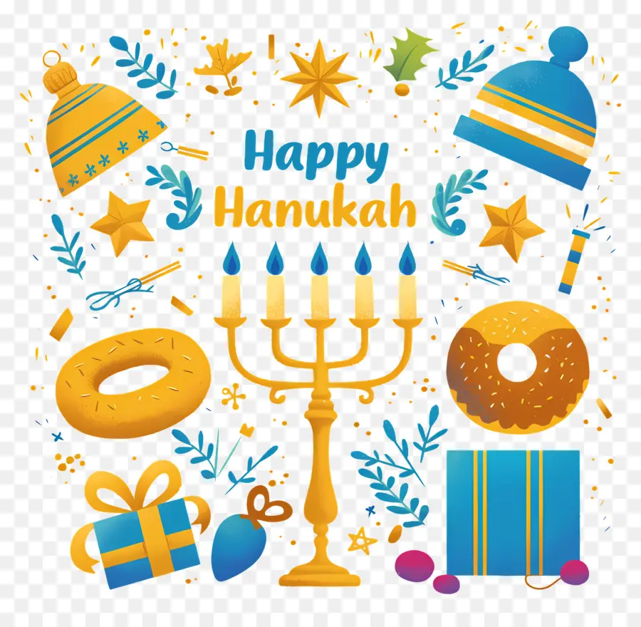 Selamat Hanukkah，Hadiah Hanukkah Dan Menorah PNG