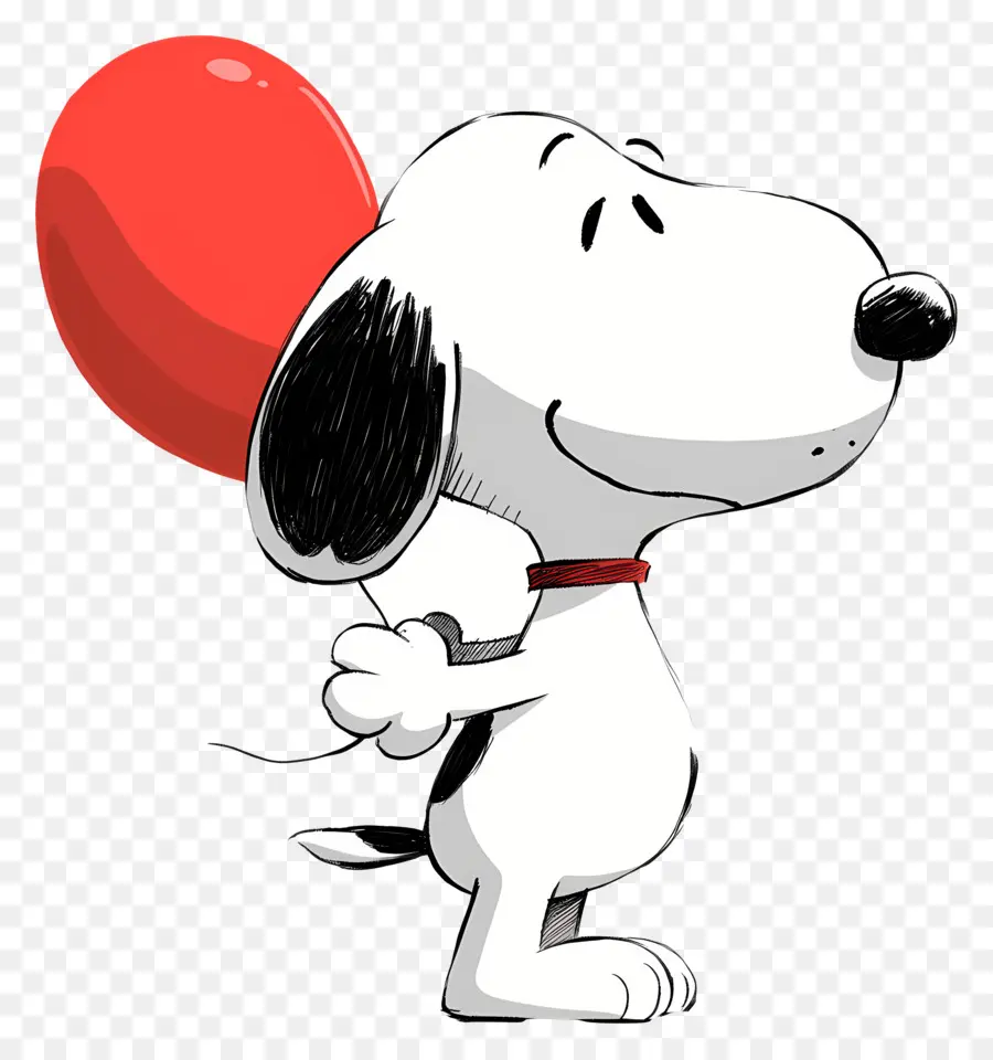 Snoopy Memegang Balon，Anjing Kartun Dengan Balon PNG