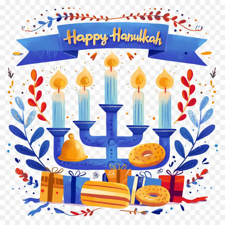 Selamat Hanukkah，Hanukkah Menorah PNG