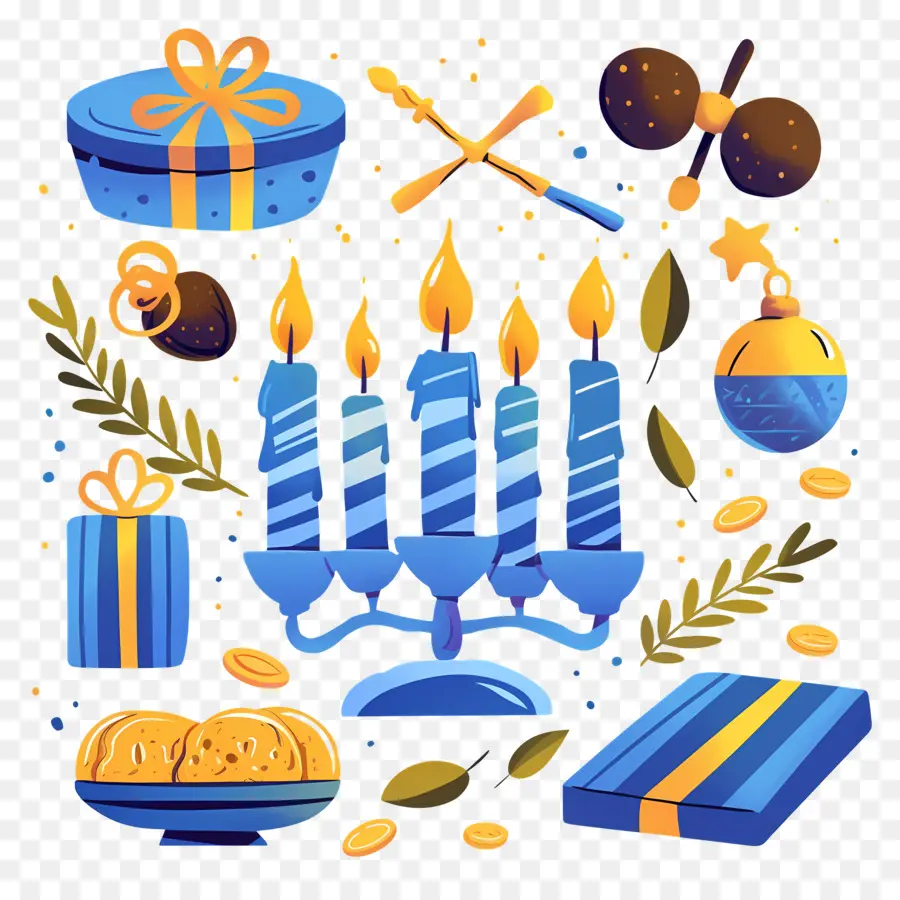 Selamat Hanukkah，Menorah Dengan Lilin PNG