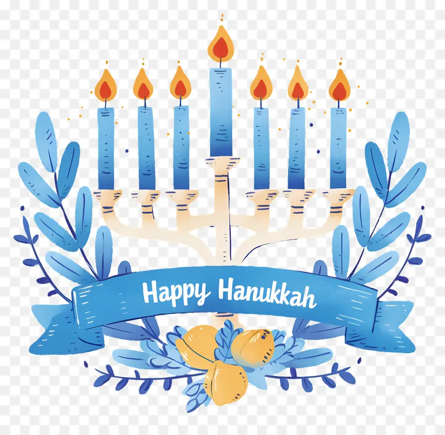 Selamat Hanukkah，Menorah Dengan Lilin PNG