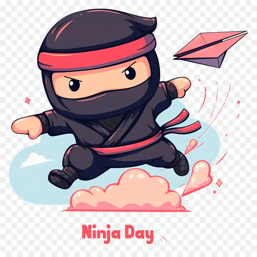 Hari Ninja，Ninja Dengan Pesawat Kertas PNG