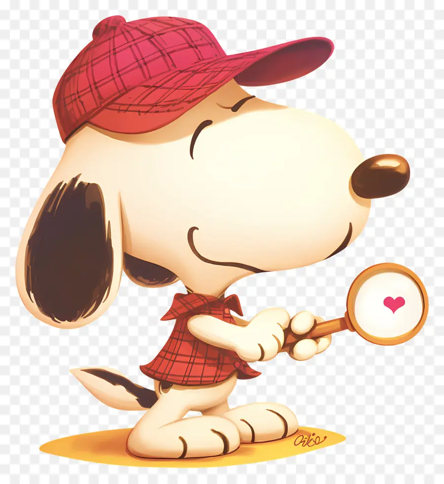 Suka Snoopy，Anjing Dengan Kaca Pembesar PNG