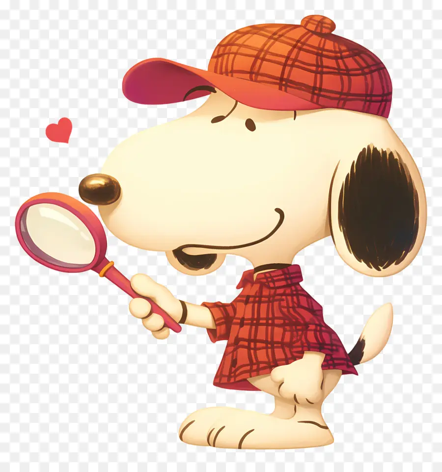 Suka Snoopy，Anjing Dengan Kaca Pembesar PNG