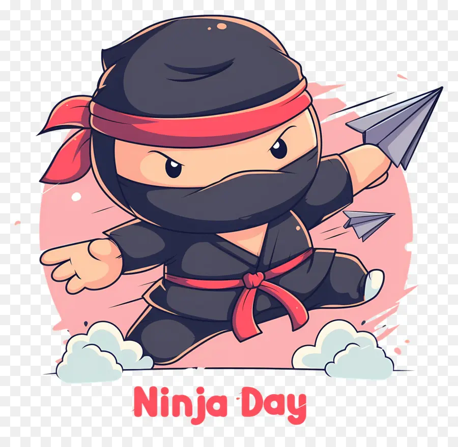 Hari Ninja，Ninja Dengan Pesawat Kertas PNG