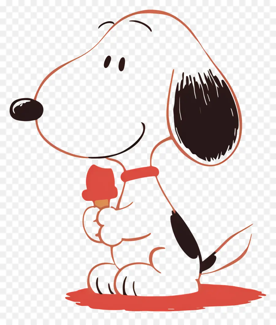 Snoopy Makan Es Krim，Anjing Kartun Dengan Es Loli PNG