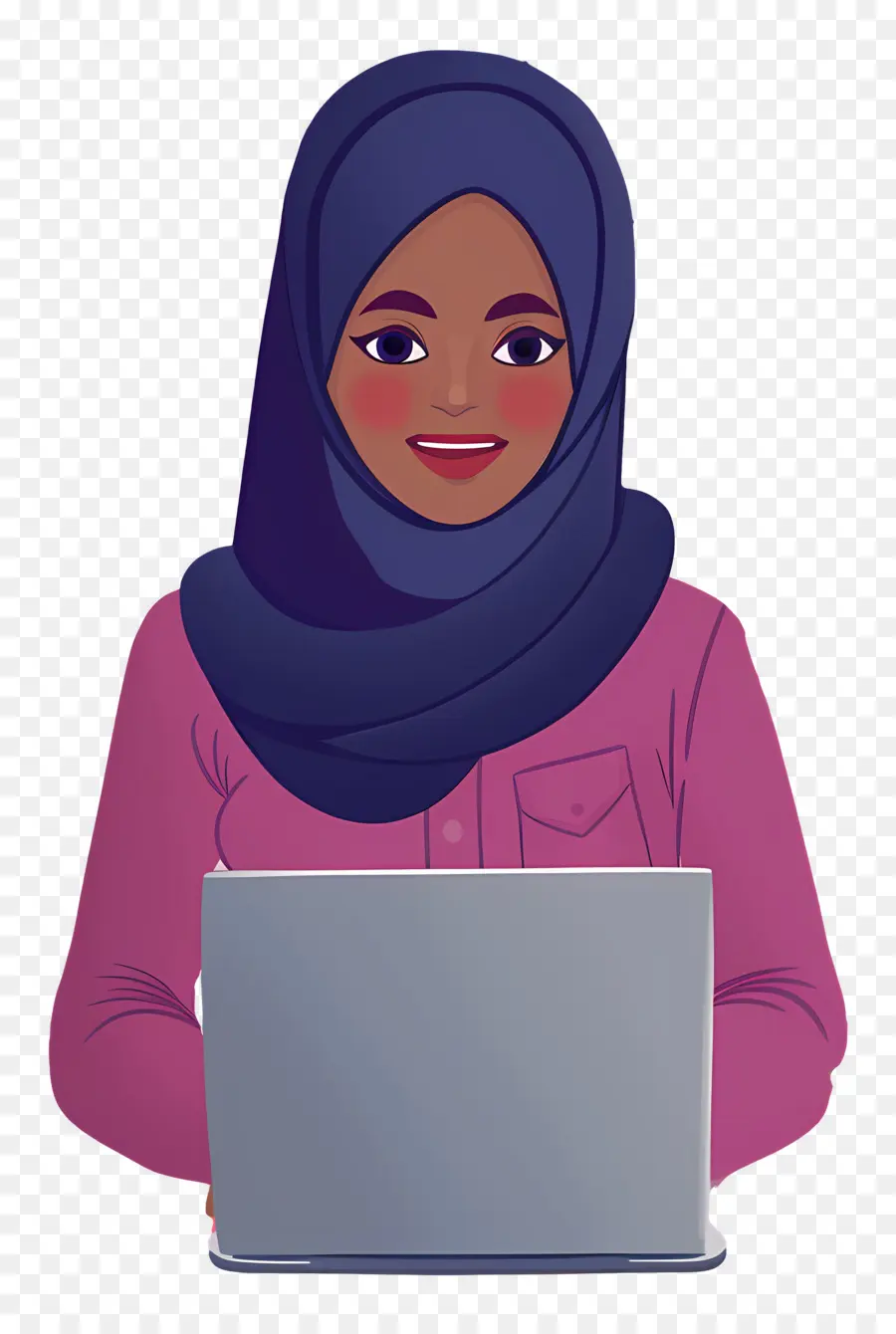 Wanita Muslim，Wanita Dengan Laptop PNG