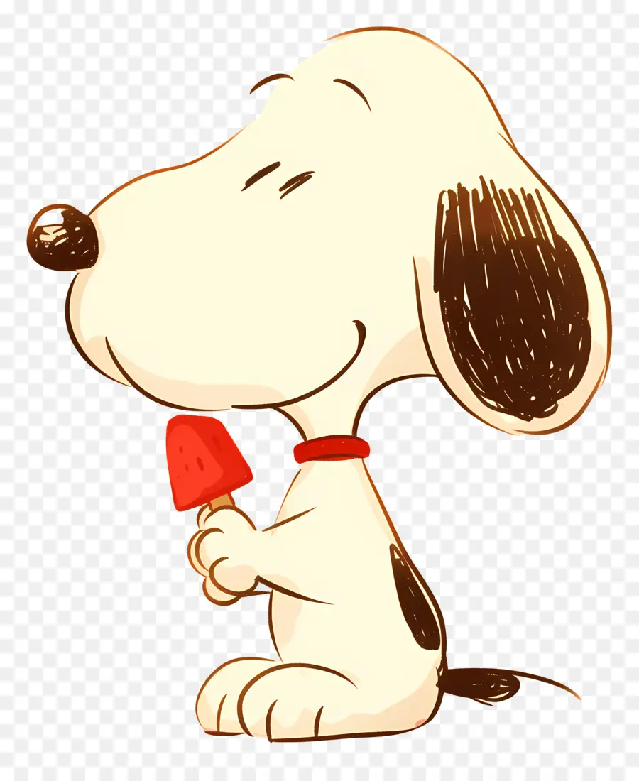 Snoopy Makan Es Krim，Anjing Kartun Dengan Es Loli PNG