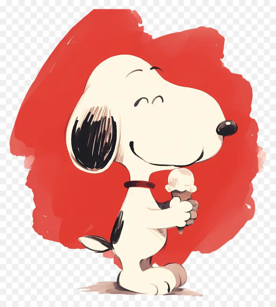 Snoopy Makan Es Krim，Anjing Kartun Dengan Es Krim PNG