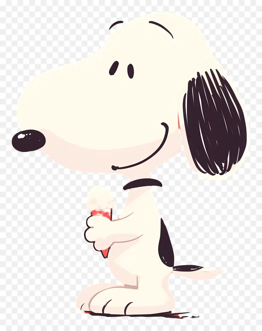 Snoopy Makan Es Krim，Anjing Kartun Dengan Es Loli PNG