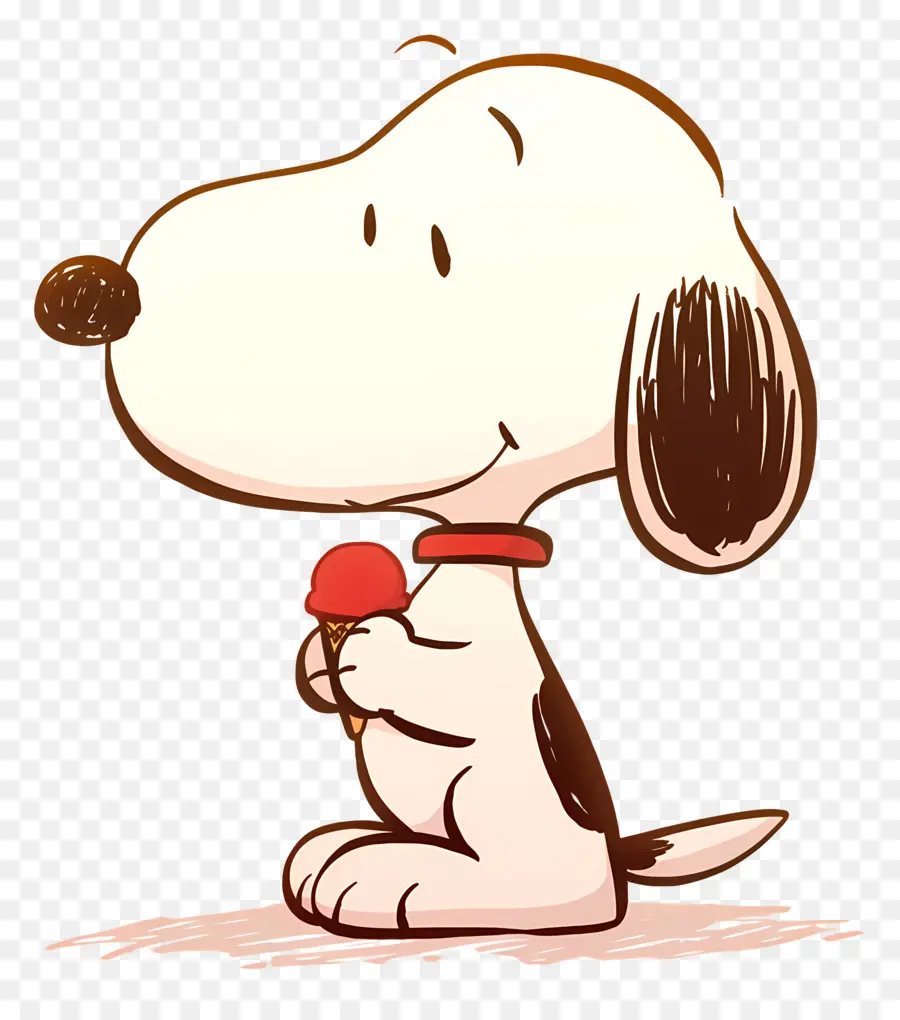 Snoopy Makan Es Krim，Anjing Kartun Dengan Es Loli PNG