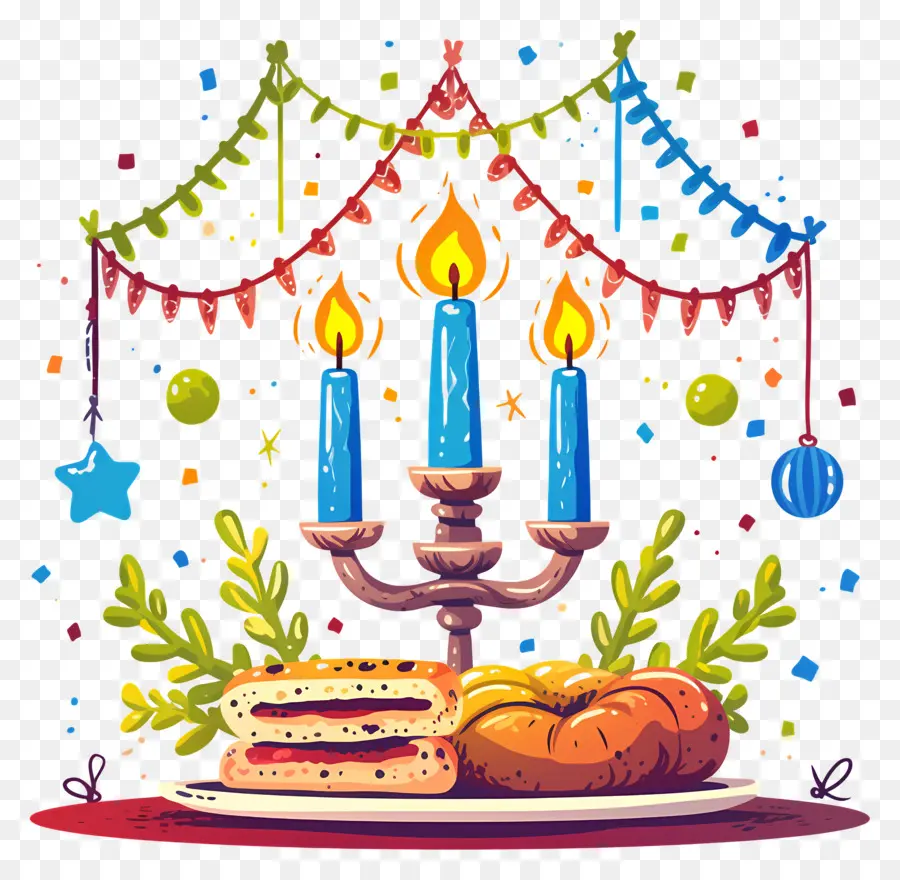 Hanukkah，Lilin Dan Kue Kering PNG