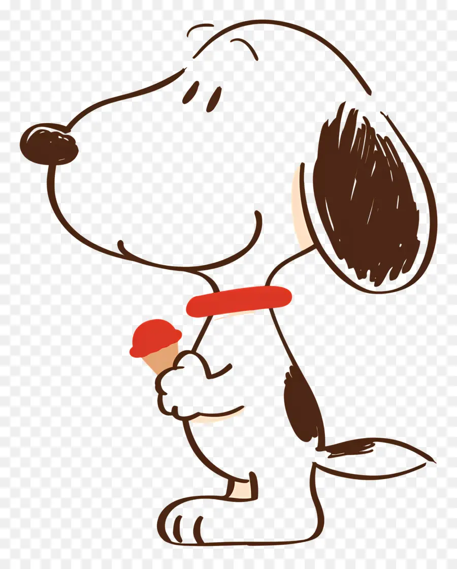 Snoopy Makan Es Krim，Anjing Kartun Dengan Es Krim PNG