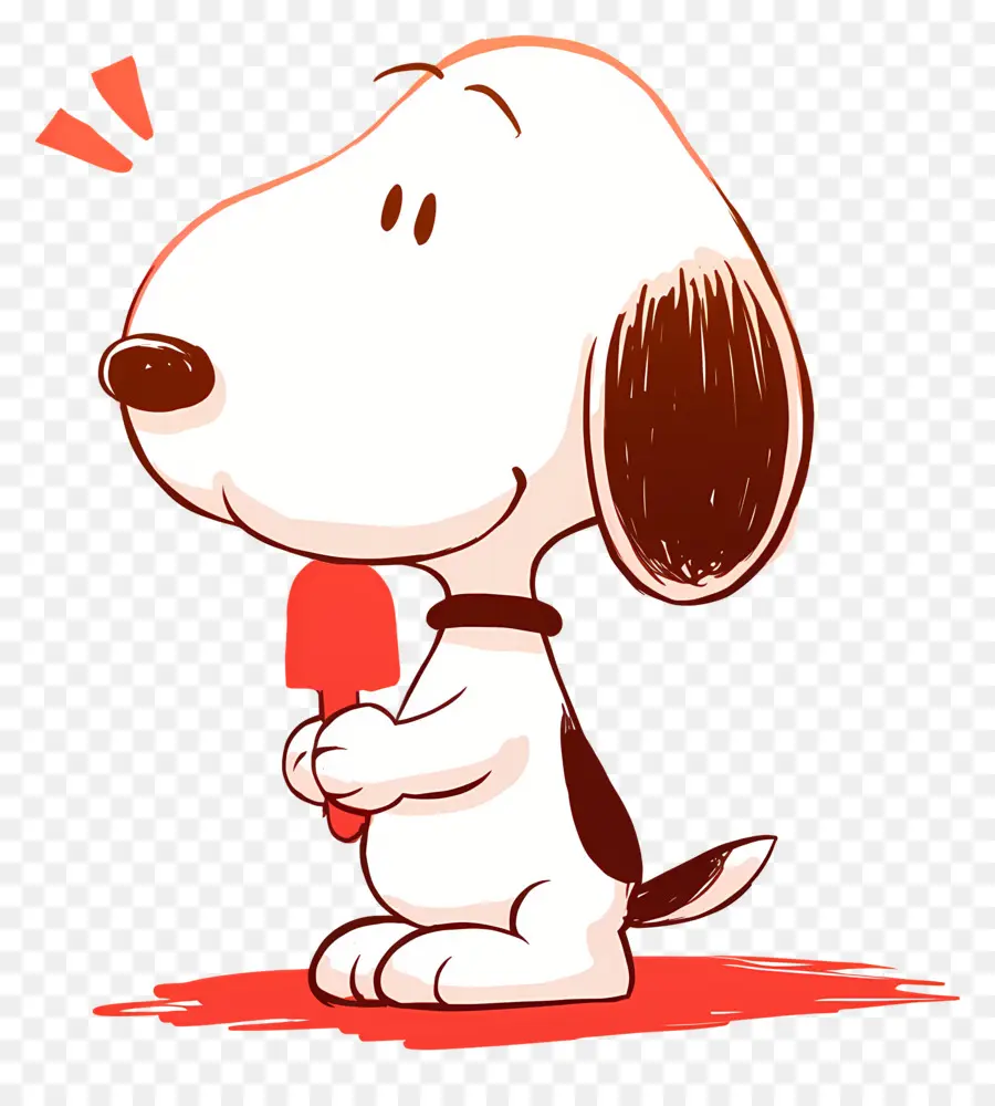 Snoopy Makan Es Krim，Anjing Kartun Dengan Es Krim PNG