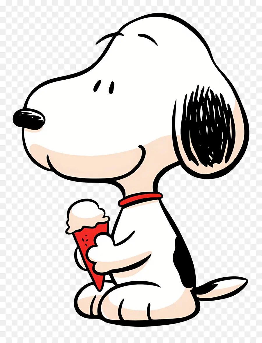 Snoopy Makan Es Krim，Anjing Kartun Dengan Es Loli PNG