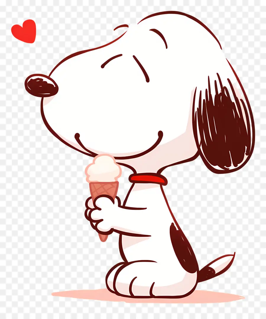 Snoopy Makan Es Krim，Anjing Kartun Dengan Es Krim PNG