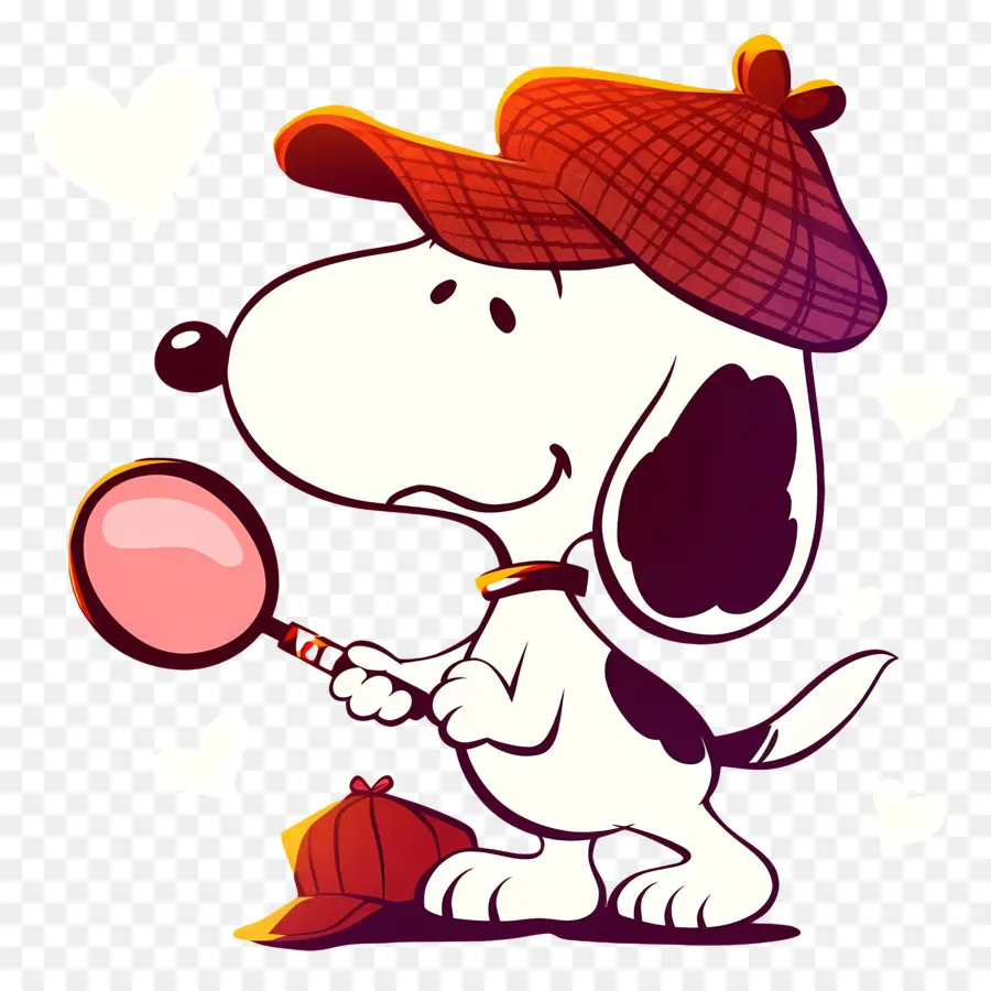 Suka Snoopy，Anjing Dengan Kaca Pembesar PNG