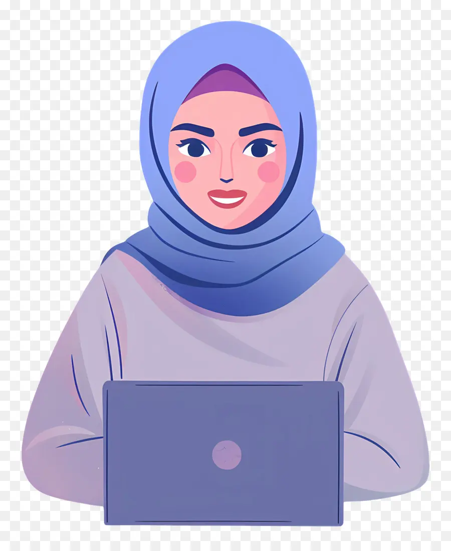 Wanita Muslim，Wanita Dengan Laptop PNG