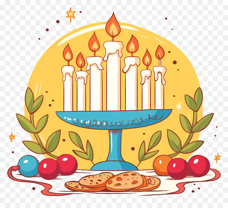 Hanukkah，Lilin Dan Kue PNG