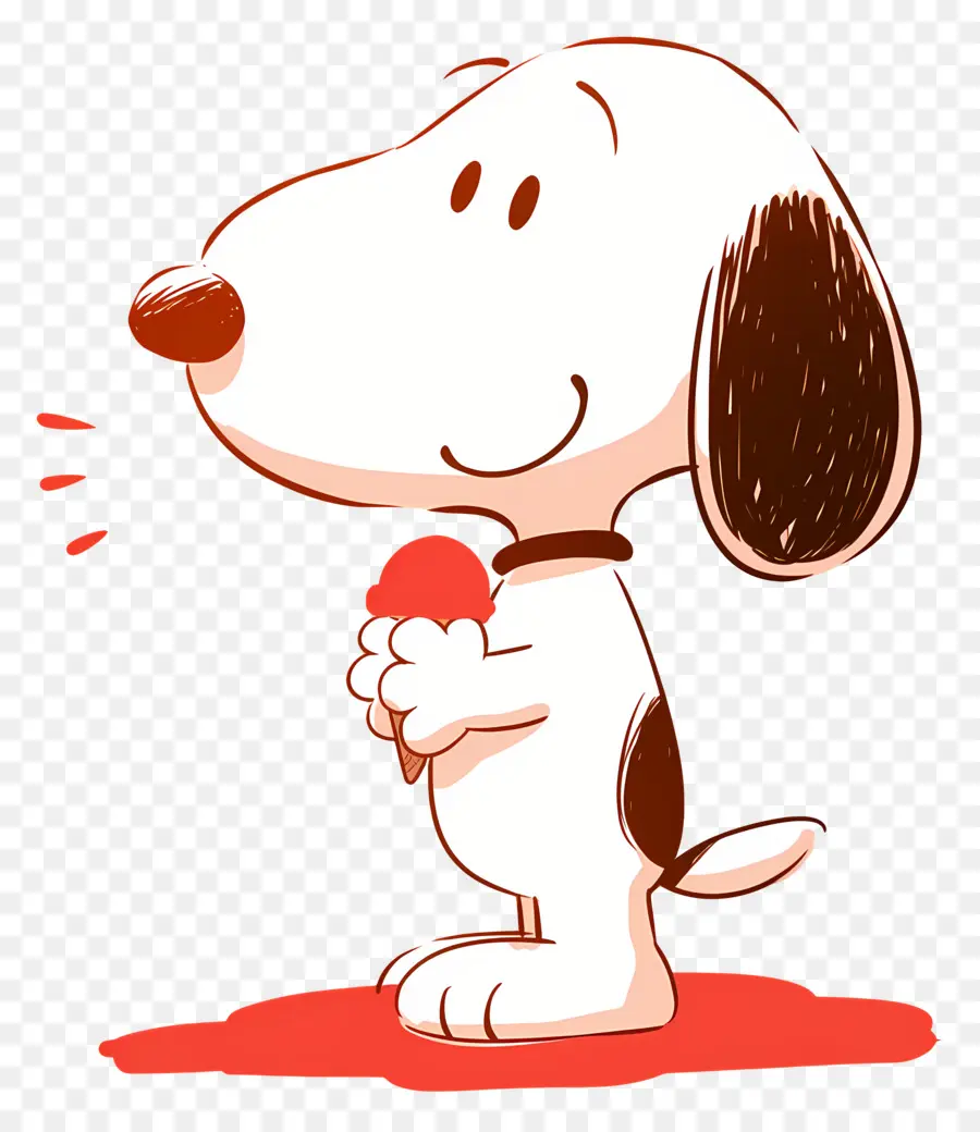 Snoopy Makan Es Krim，Anjing Kartun Dengan Es Loli PNG