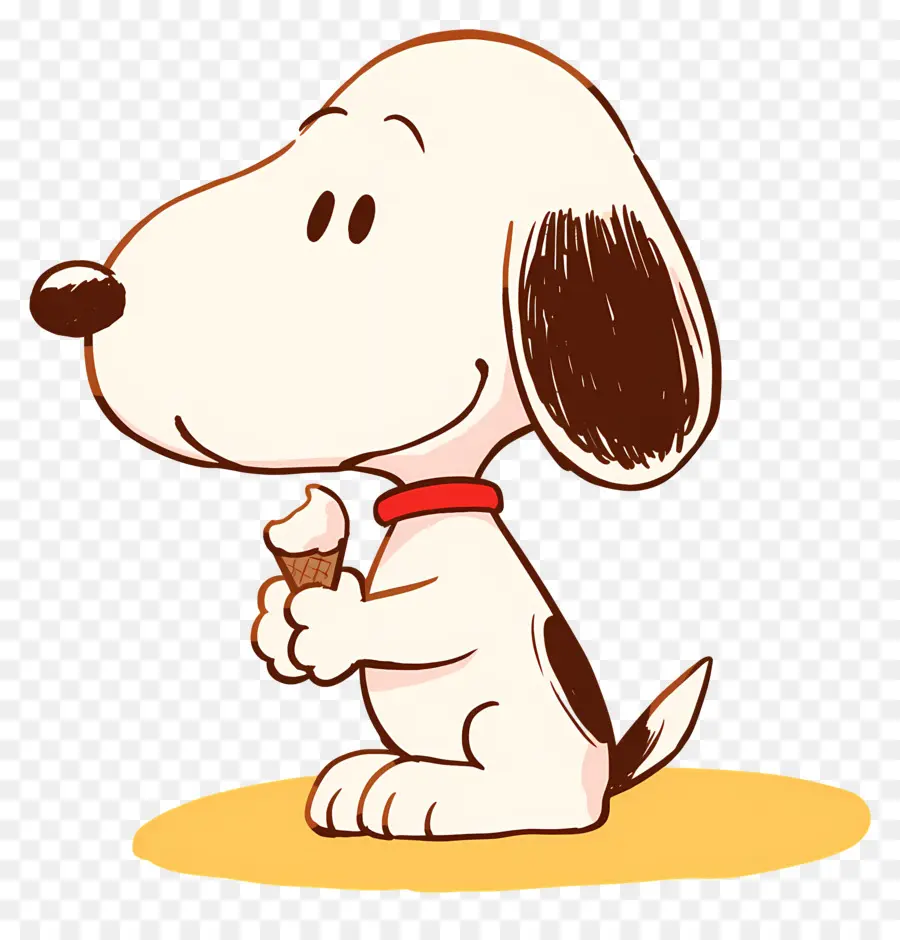 Snoopy Makan Es Krim，Anjing Kartun Dengan Es Krim PNG