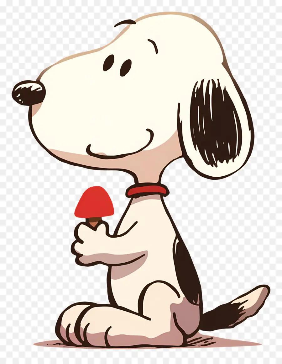 Snoopy Makan Es Krim，Anjing Kartun Dengan Es Loli PNG