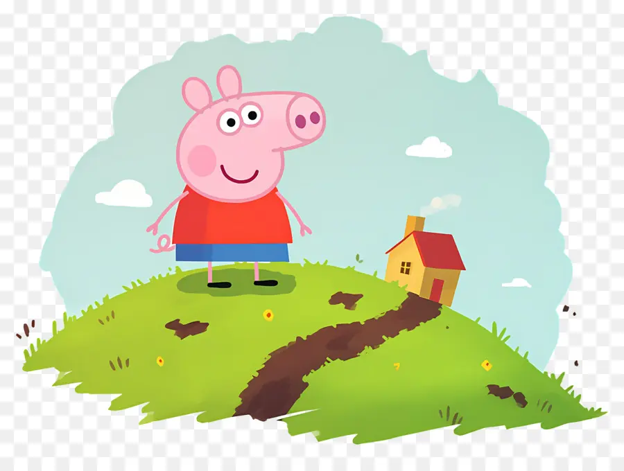 Peppa Babi，Babi Kartun Dengan Gaun Merah PNG