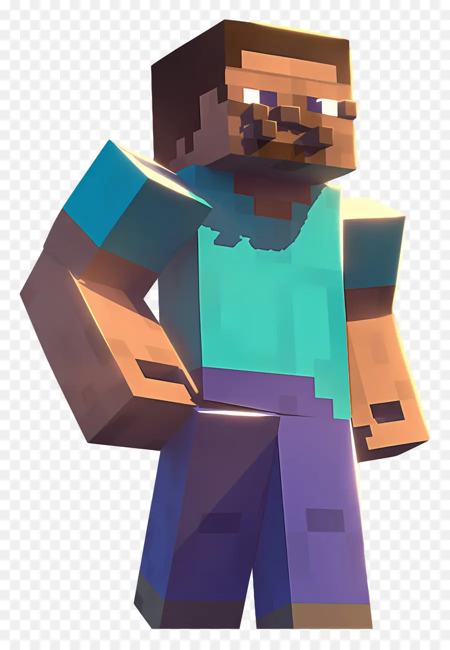 Minecraft Steve，Karakter Berpiksel PNG