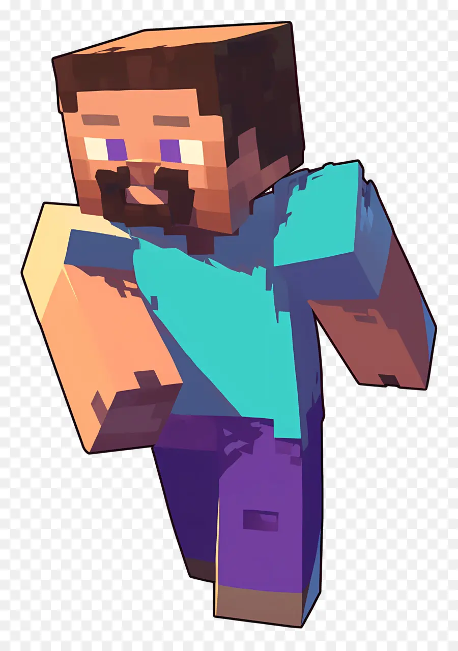 Minecraft Steve，Karakter Berpiksel PNG