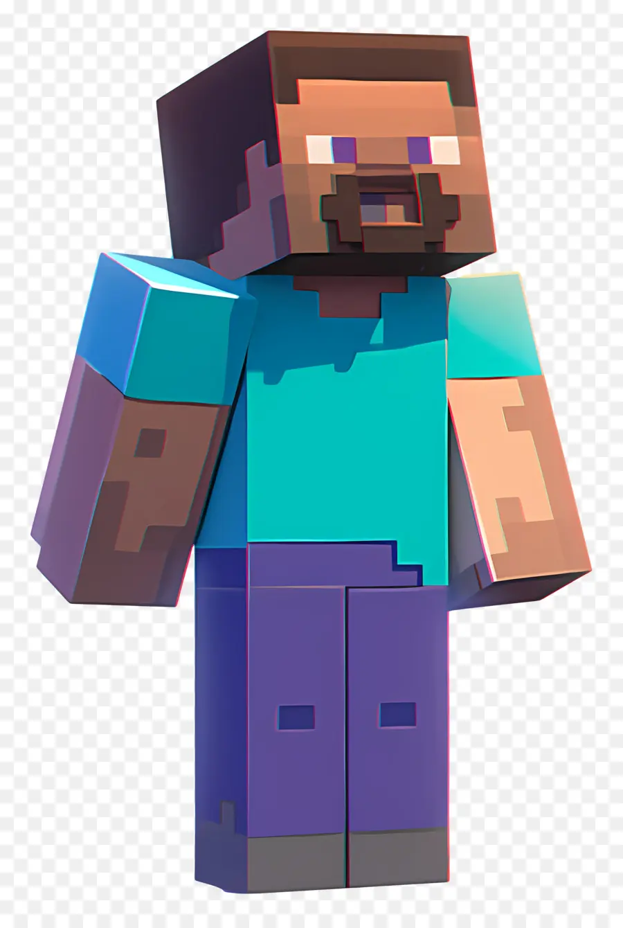 Minecraft Steve，Karakter Berpiksel PNG