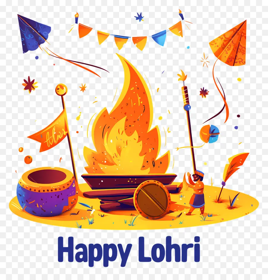 Selamat Lohri，Api Unggun PNG