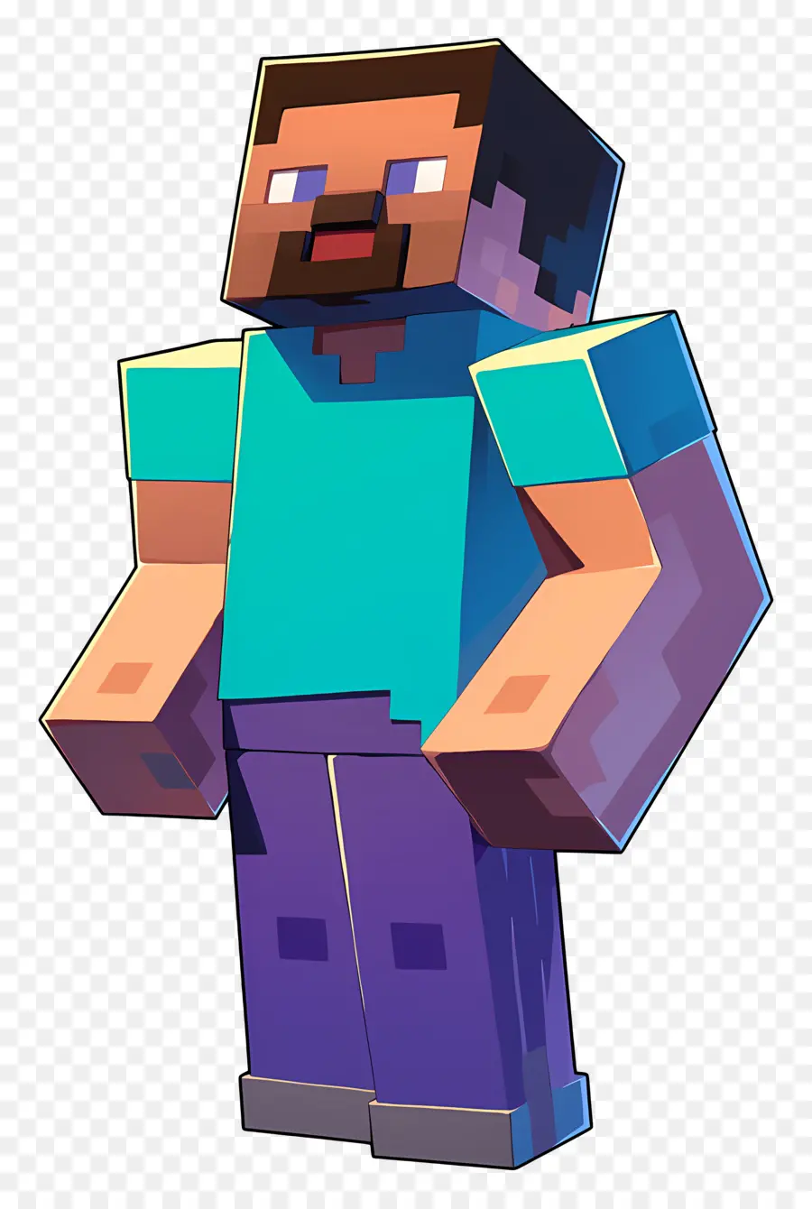 Minecraft Steve，Karakter Berpiksel PNG