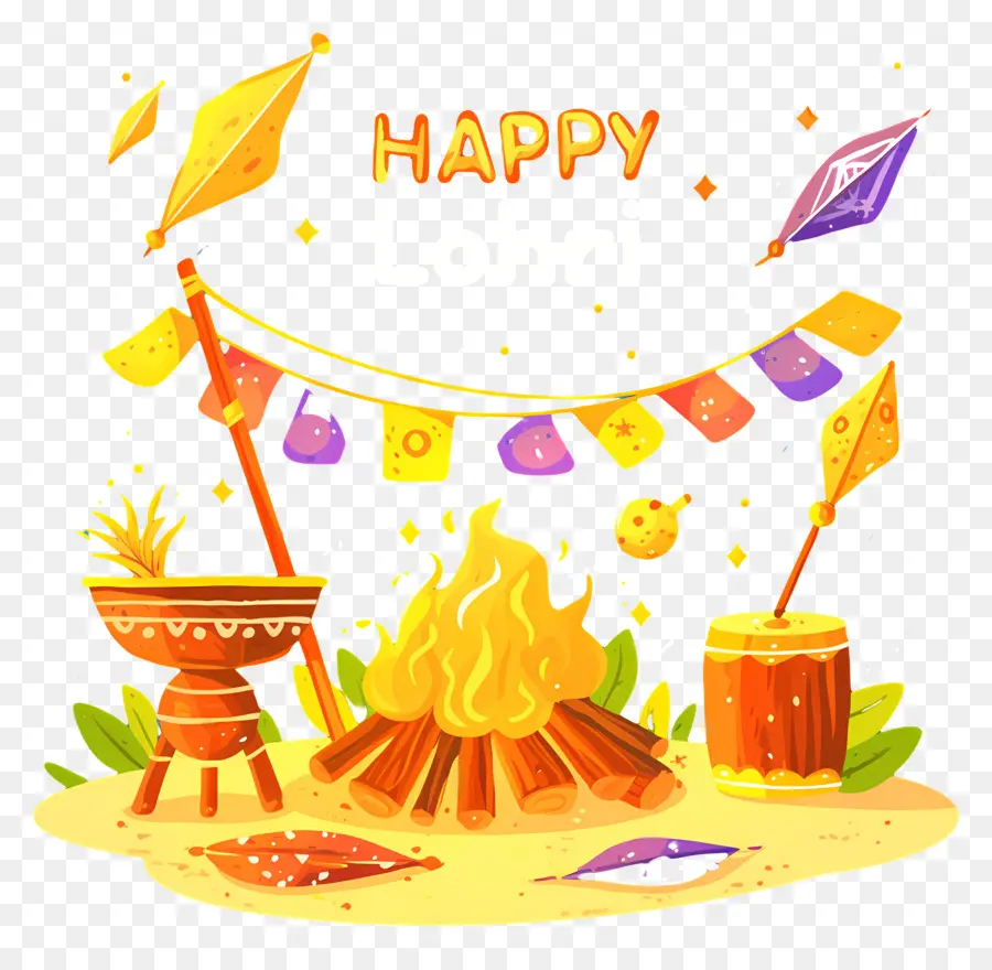 Selamat Lohri，Api Unggun Lohri PNG