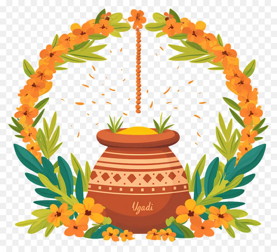 Selamat Ugadi，Pot Dekoratif PNG